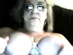 Granny abusing her tits and nipples