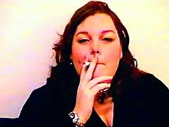 Chubby mature chick smokes on